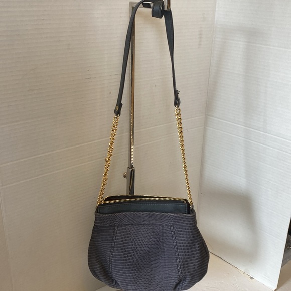 EUC. B. Makowsky navy blue leather snake, print shoulder bag bless U. - Picture 6 of 12